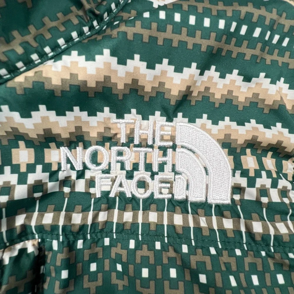 The North Face Fleece Jacket Youth M 10/12 Green Geometric Pattern Denali Style